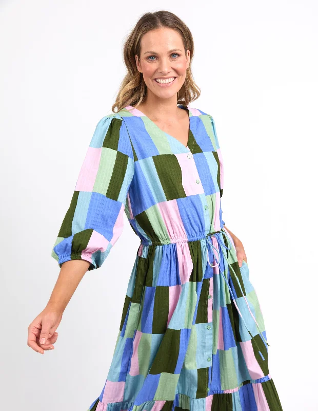 Extra Discounts Odyssey Midi Dress Blue/Green Print