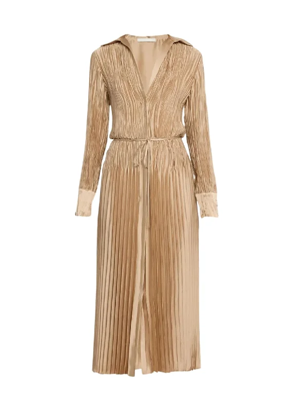 Deal Mania Pintuck Pleated Shirt Dress