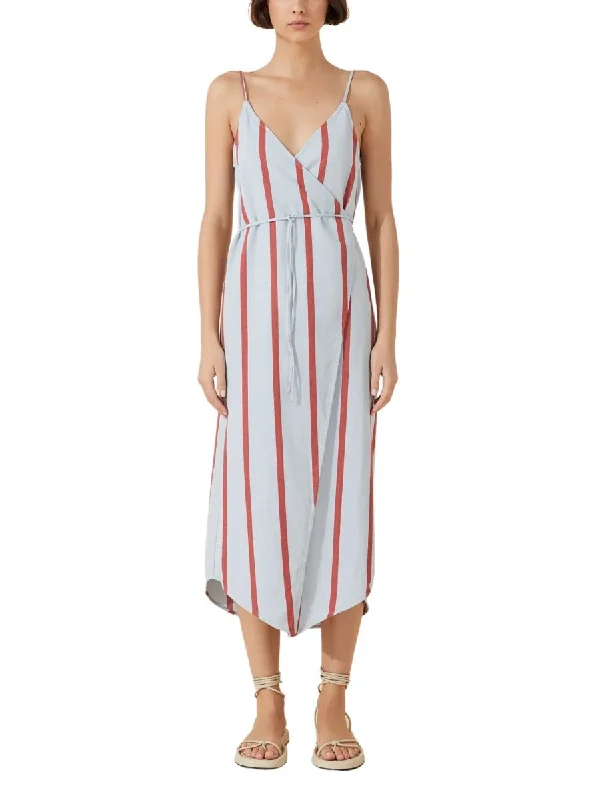 Incredible Offers Rio Stripe Wrap Dress Rio Red Cool Blue