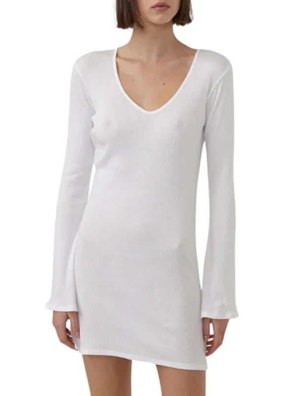Extra Savings Romina Organic Rib Sleep Dress - White