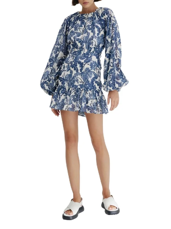 Savings Alert Scarlett Mini Dress Indigo Stencil Floral