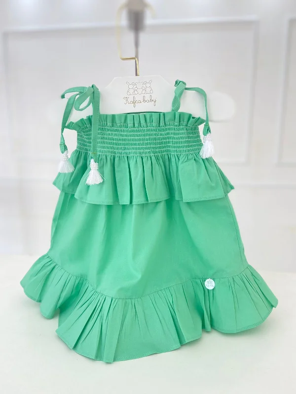 Time-Limited Offer Smocked Kelly Green Dress