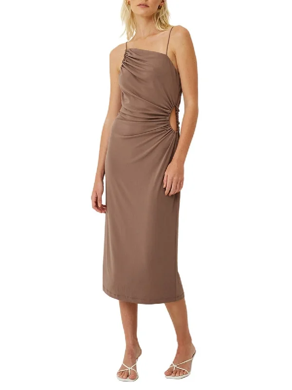 Year-End Sale Taylor Ruched Cut Out Midi Dress Desert Taupe