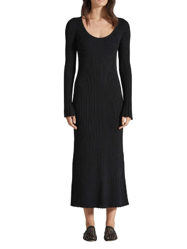 Members Only The Scoop Neck Cleo Dress Black Cotton