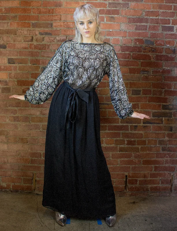 Don't Wait Vintage 70s Disco Glitter Party Dress with Bell Sleeve Size Small-Medium