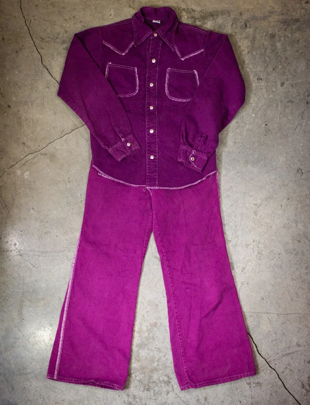 Weekend Deal Vintage Purple Denim Suit 70s XS