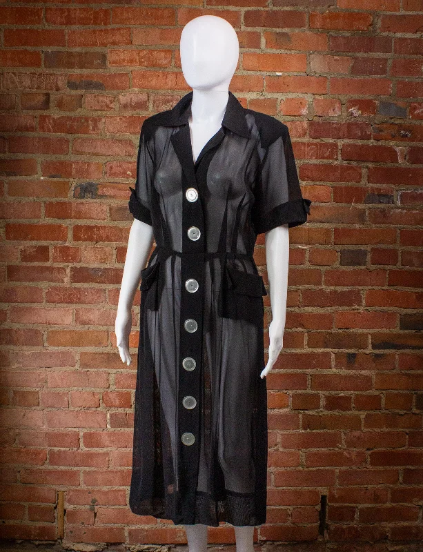Value Deals Vintage Sheer Black Mesh Dress 40s Small