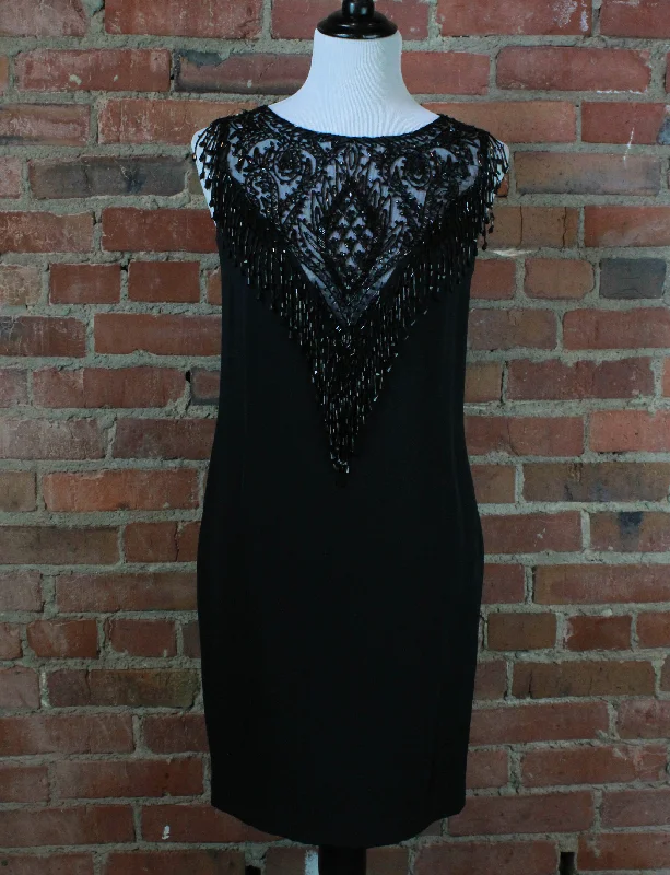 Factory Direct Sale Women's Vintage Black Silk Beaded Dress - Small