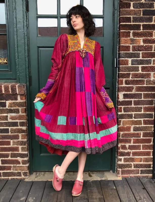 Don’t Miss Out Women's Vintage Ethnic Patchwork Peasant Dress - Small