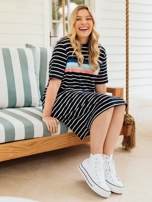Special Buy Zena Tee Dress Navy/ White Stripe