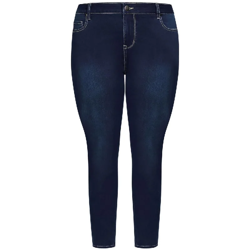 TIME-Limited Offer Avenue Womens Mid Rise Dark Wash Skinny Jeans
