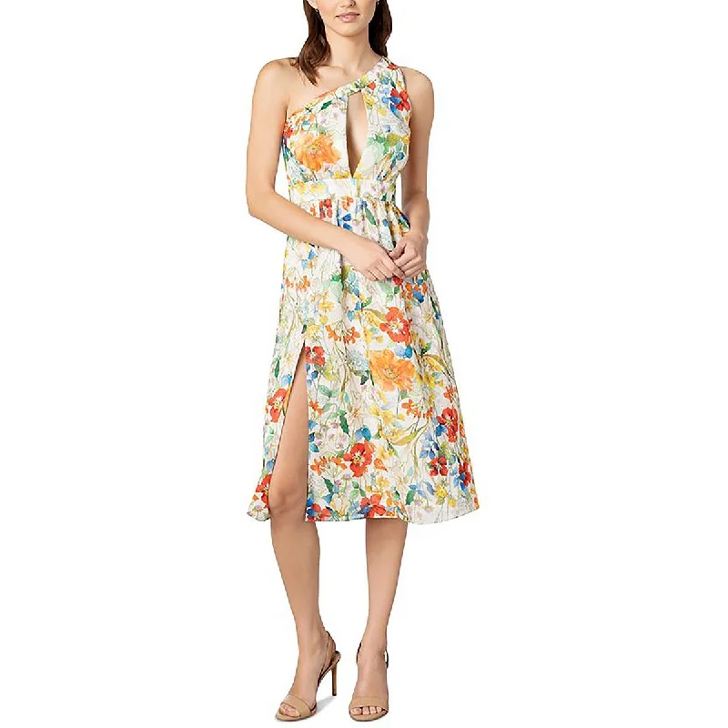 Deal Frenzy Dress The Population Womens One-Shoulder Midi Cocktail and Party Dress
