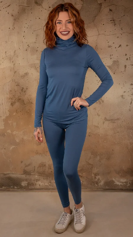 Don't Wait Mariah Dusty Blue High Neck Legging Set