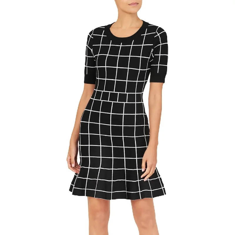 Hot Deal Milly Womens Window Pane Knee-Length Sweaterdress