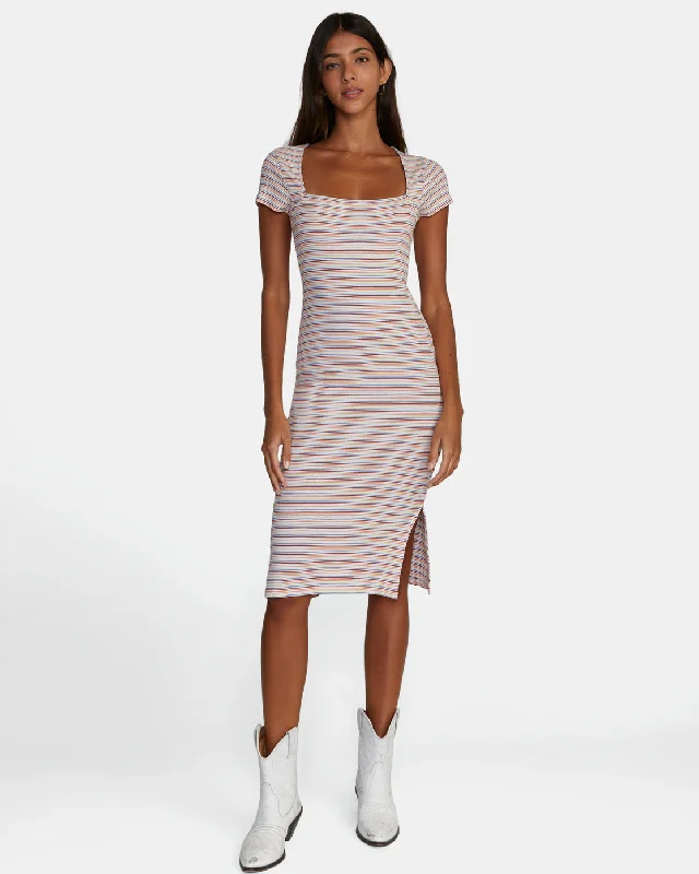 Anniversary Sale Partition Midi Dress - Whisper White