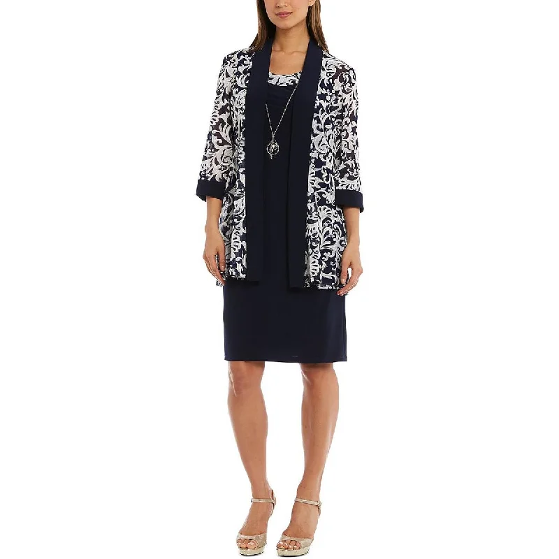Final Clearance R&M Richards Womens Petites Printed Knee Cocktail and Party Dress