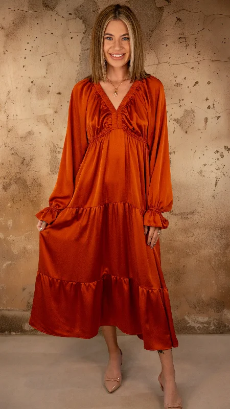 Special Offer Randell Pumpkin Satin Dress
