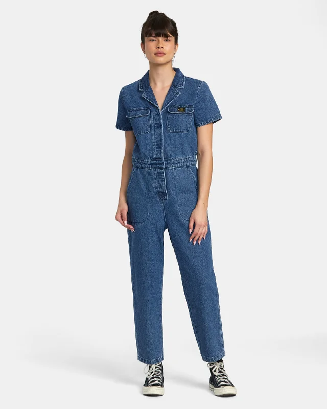 Amazing Deals Recession Denim Jumpsuit - Blue Rinse