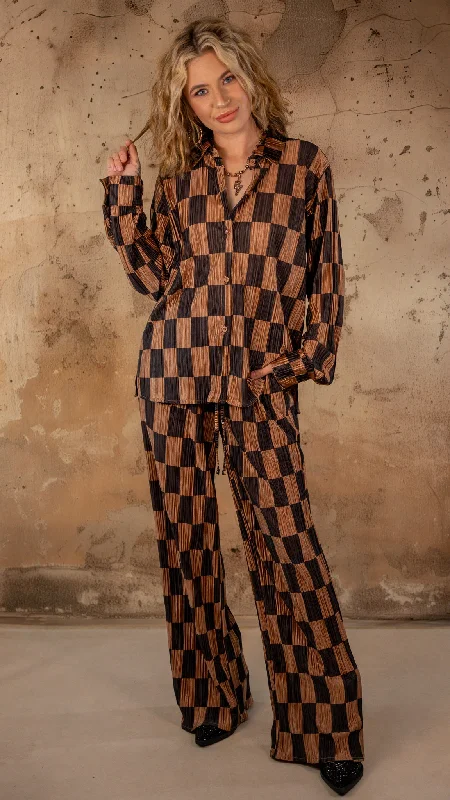 Deal Dash Rhonda Plisse Checkered Set