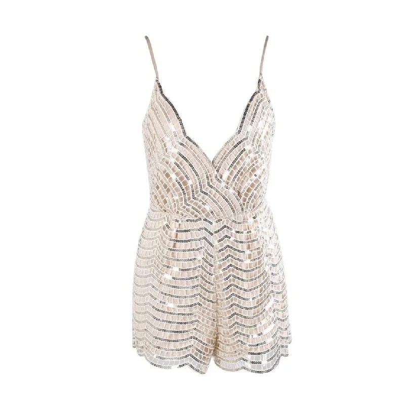 Don't Wait Sleeveless Plunge Sequin Playsuit