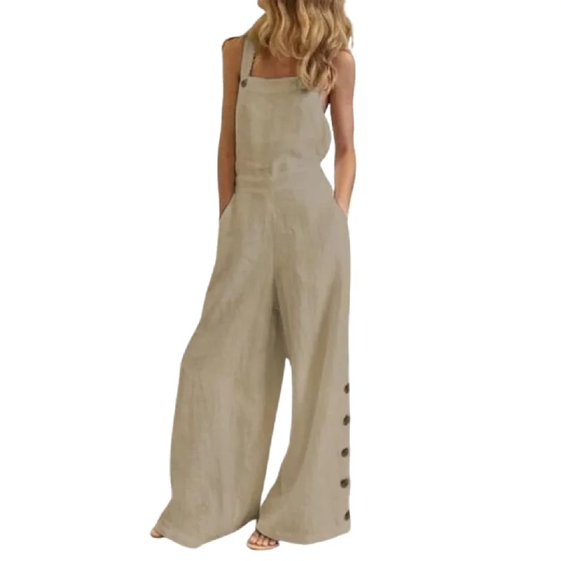 Exclusive Savings Solid Color Sleeveless Wide-leg Jumpsuit